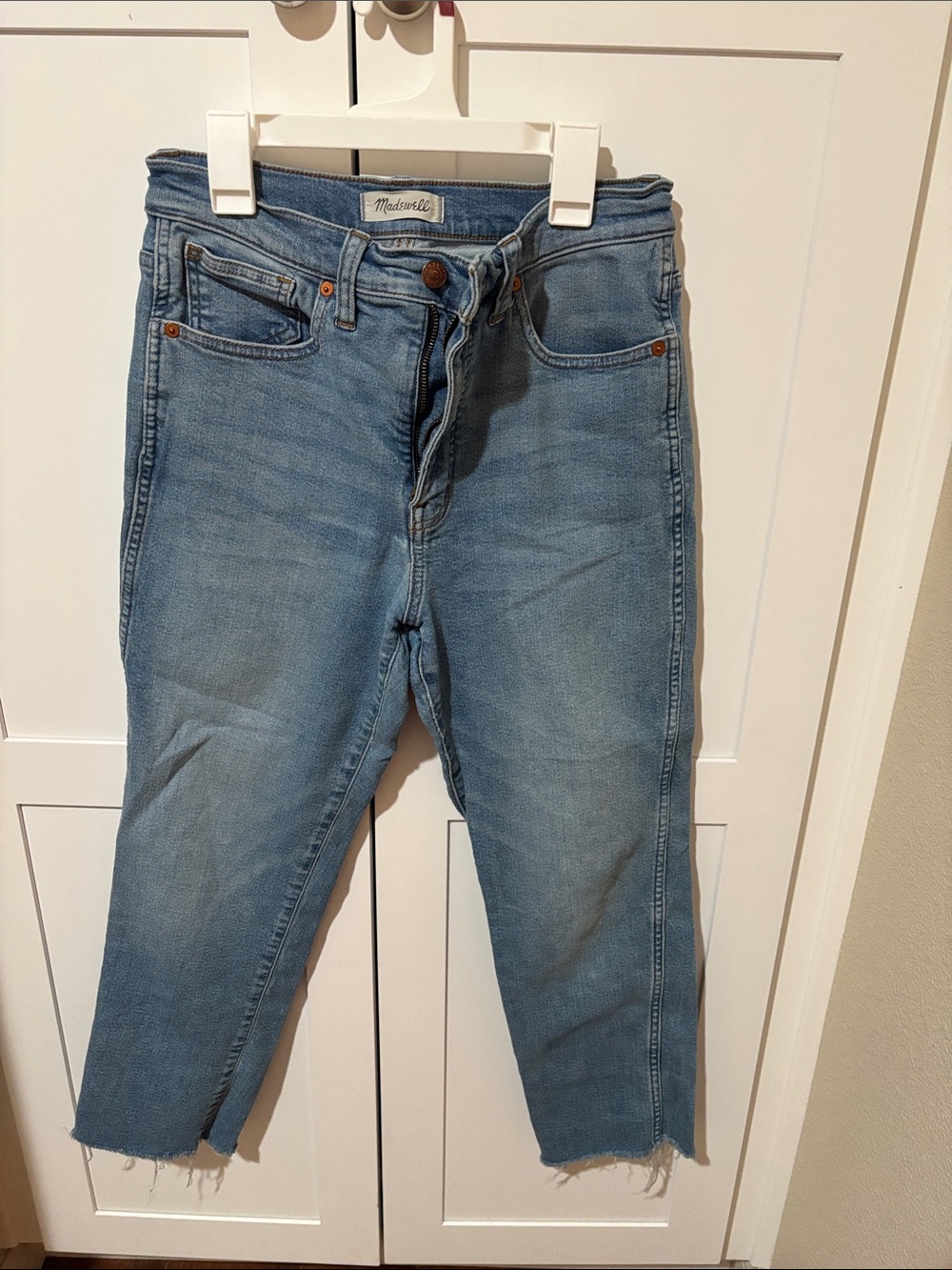 Madewell Light Wash Cropped Raw-Hem Jeans